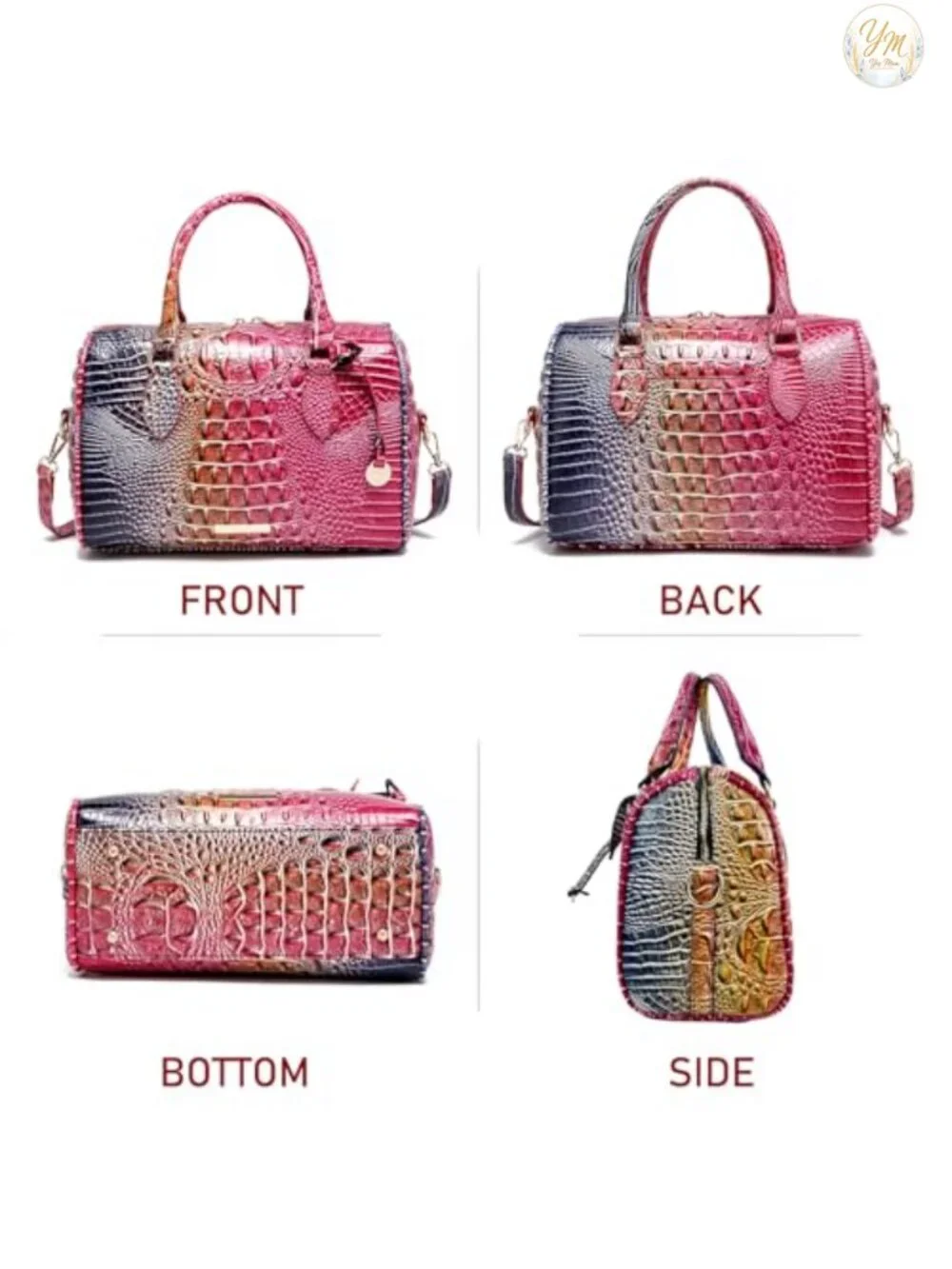 Women's Crocodile-Embossed Vegan Leather Satchel Top Handle Shoulder Purse